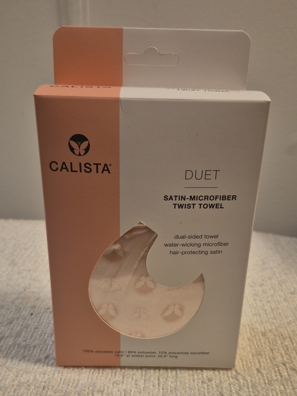 Calista Duet Satin-Microfiber Twist Towel in Peach